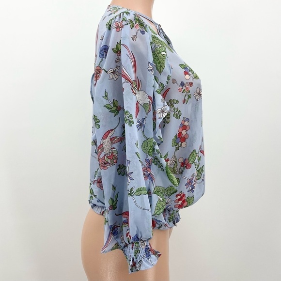 NWT Nanette Lepore Blue Paradise Dreaming Sheer Blouse Top Size Medium - Picture 6 of 13